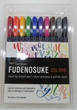 TOMBOW 56429 FUDENOSUKE COLORS HARD TIP BRUSH PEN 10 MULTI-COLOR PACK NEW