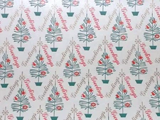 VTG CHRISTMAS STORE 1950 WRAPPING PAPER GIFT WRAP 2 YARDS ATOMIC AGE TREES