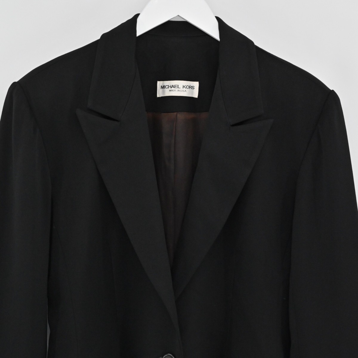 Vtg MICHAEL KORS Blazer Womens Size 8 Black 100% Wool One