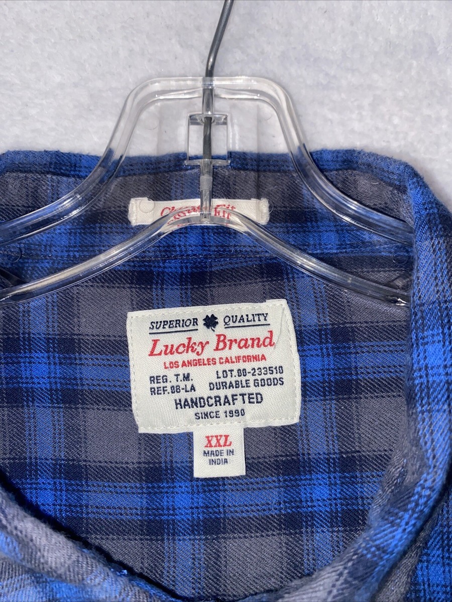 Lucky Brand Mens XXL - Griffith Blue Plaid Brushed Cotton Workwear