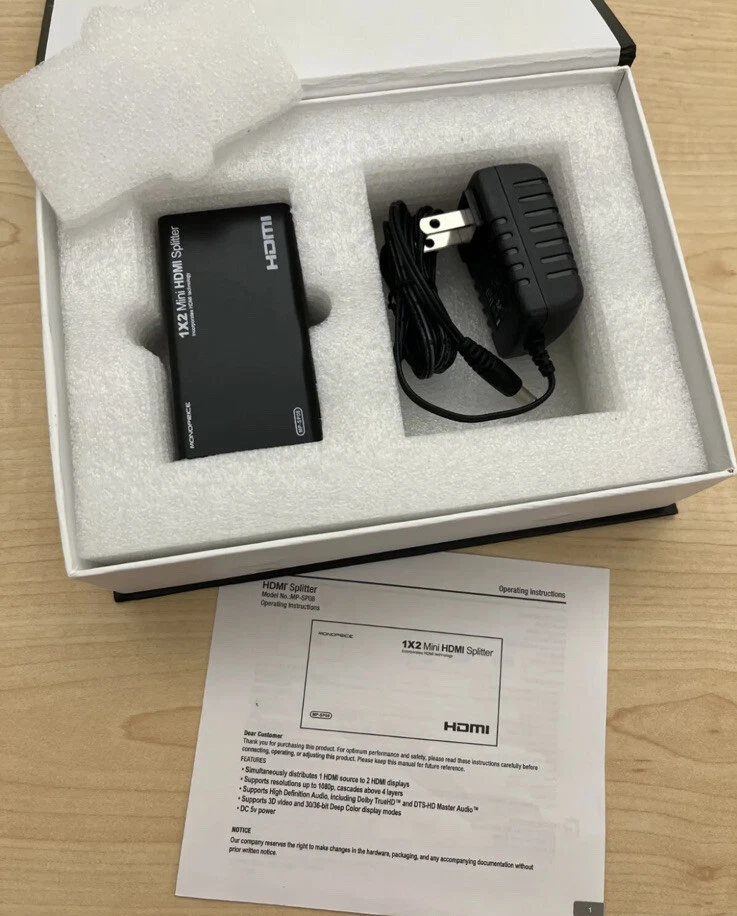 Monoprice 1X2 Mini HDMI Splitter MP-SP08 with 3D Video Support Brand New - Image 3 of 4