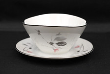 Rosenthal Regina Sauciere So&szlig;ensch&uuml;ssel wei&szlig; Platinrand & Blumen Porzellan &Oslash; 18