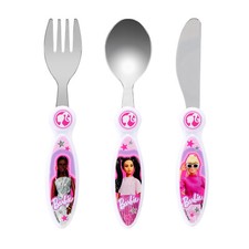 Barbie Doll Children's Kids 3pcs Cutlery Set, Knife/Fork/Spoon