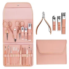 Nail Clippers Set Professional Pedicure Manicure Kit with Leather Travel Case