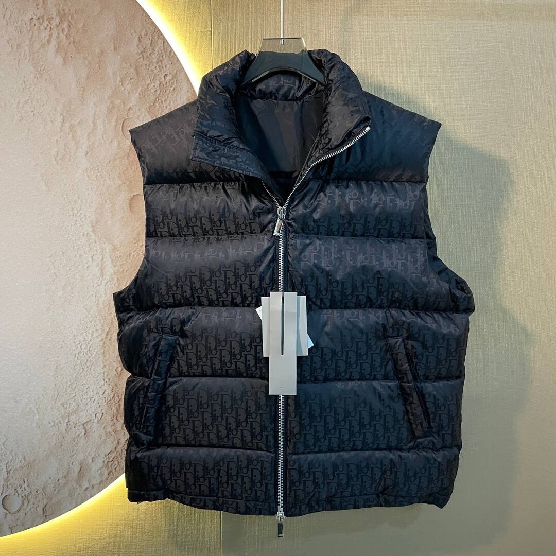 Dior sleeveless down jacket with dark pattern full logo