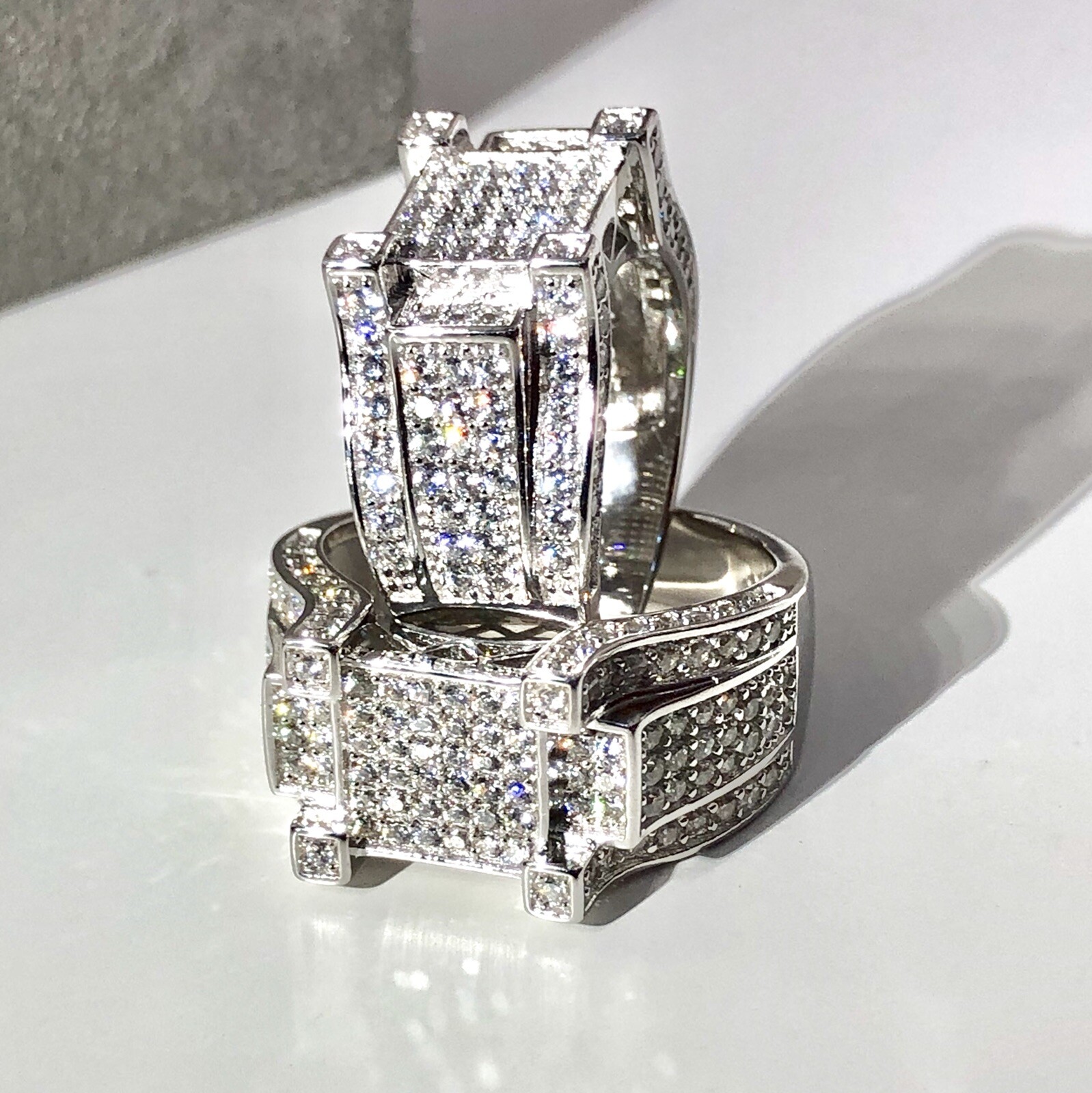 Ringe Men's pinky ring Sterling silver hallmark 925 bang on style decorated with CZ