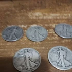 Walking Liberty Set of 5 Half Dollars Very Good Random Date