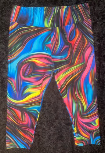 DAMAS TALLA 14-18 NEÓN REMOLINO ELÁSTICO SUAVE LEGGINGS LLAMA OCIO