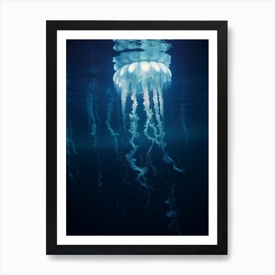 Upside Down Jellyfish Ocean Realist Framed Wall Art Poster Canvas Print Picture