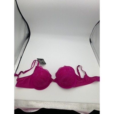 BeMe New York Lace Demi Bra 32C Magenta Pink Underwire Floral BMRT004 NEW