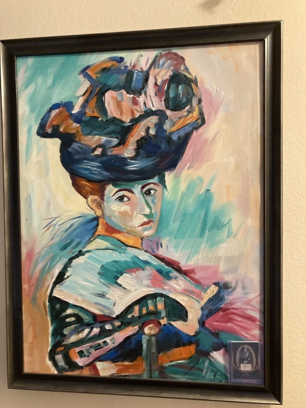 Hand Painted Replica Of Matisse’s “Lady In Hat”. Medium Sized Painting. Framed!