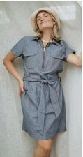 Alibion Half Zip Gray Collared Shirt Dress Size S