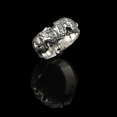 Handcrafted Oxidized Sterling Silver Octopus Tentacle Band Ring Men and Women