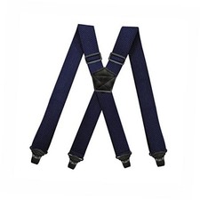 Airport Friendly Suspenders,NO buzz Plastic 4 Clips 1.5 inch Fully Medium Navy