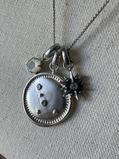 Kendra Scott Cancer Zodiac Pendant Necklace Silver Tone with Charms, Adjustable