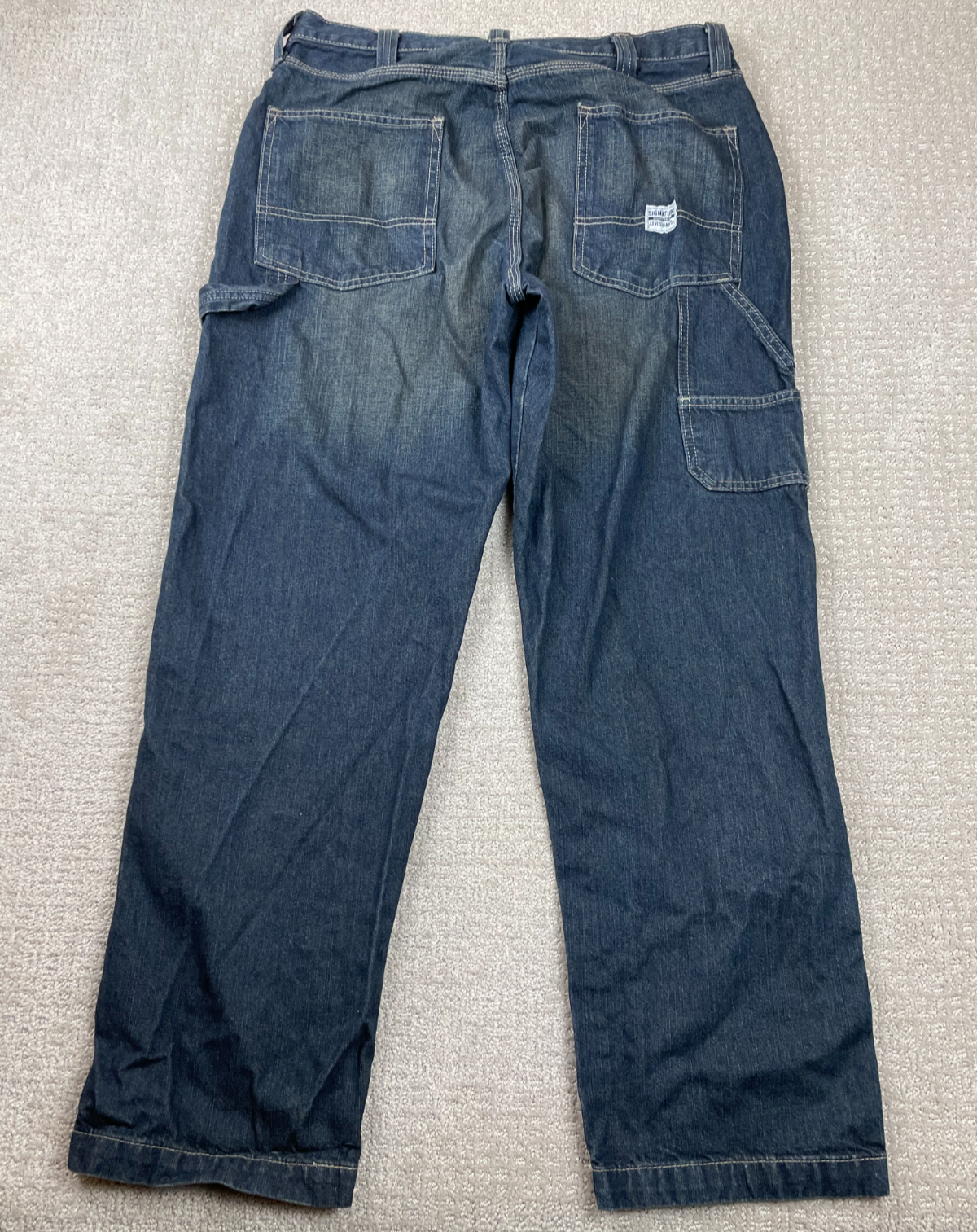Levis Signature Jeans Mens 36x32 Carpenter Dark Wash Denim Wide Leg Workwear Y2K