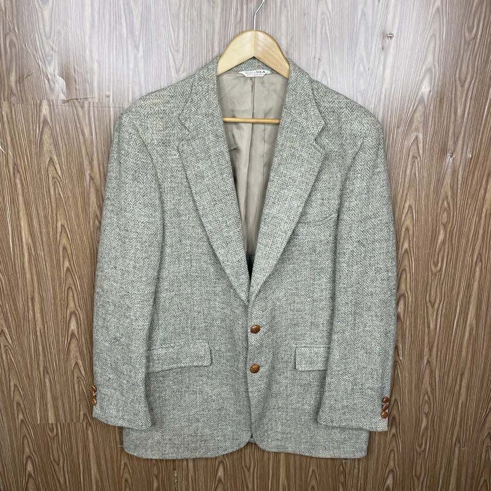 Abrigo deportivo Harris Tweed para hombre 42R beige multicolor 100 % lana escocesa hecho en EE. UU. Foto 2 de 4