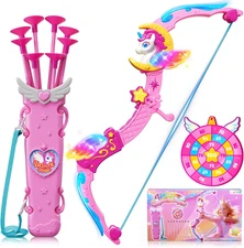 Unicorn Toys for Girls Ages 3-12, 6 Magic Lights BowArrow(Unicorn Horn, Wings, S