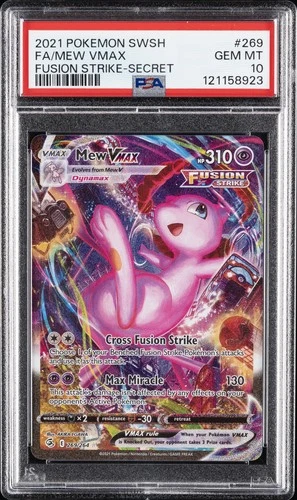 2021 POKEMON SWORD & SHIELD FUSION STRIKE SECRET #269 FULL ART/MEW VMAX PSA 10