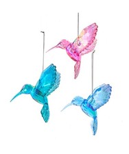 Set of 3 Iridescent Color Hummingbird Ornaments T3782 w