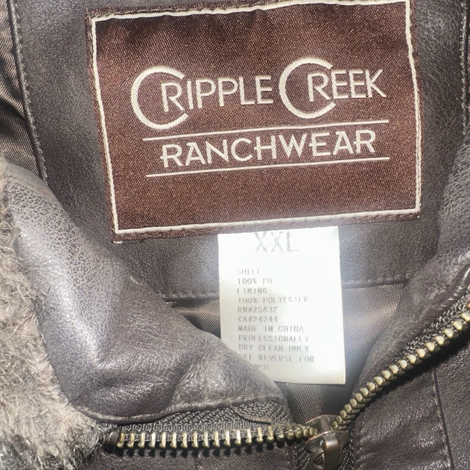 Cripple Creek RanchWear Vest Size XXL Brown Faux Fur Collar Western Zip Up - Image 2 of 4