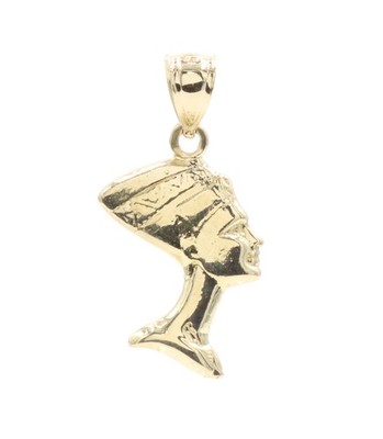 10 Kt Gelbgold 3D Ägyptische Königin Nofretete Kopf 1,16'' Halskette Anhänger - 4,0 g