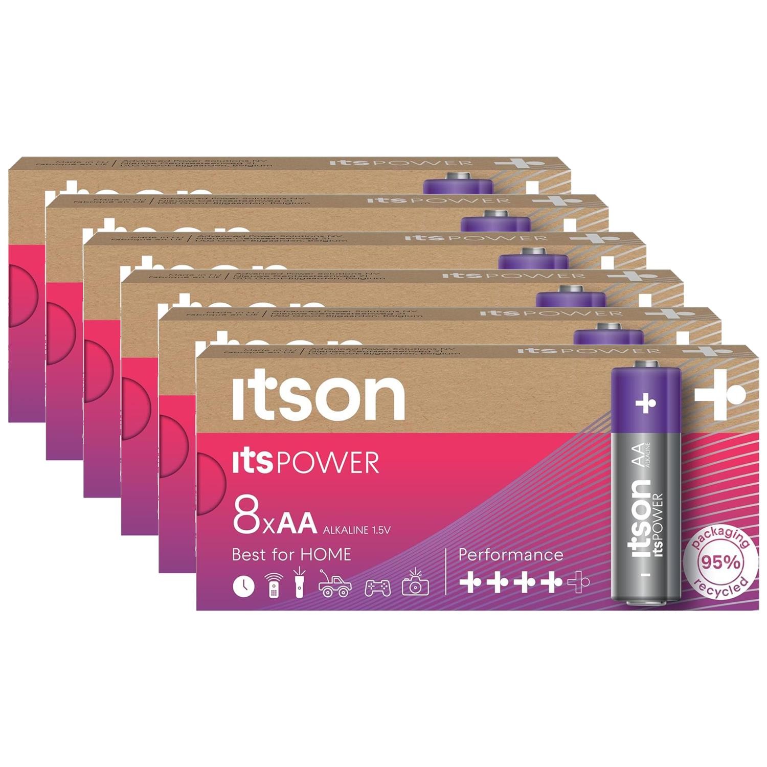 Piles AA LR6 ITSON Haute Capacité 1,5V pour Appareils Connectés Lot de 48