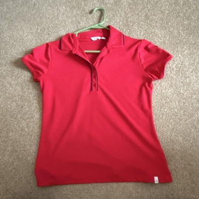 Lady Haus Women's Short Sleeve Red Polo Shirt Collared Button Solid Size M