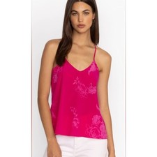 Johnny Was Etta Silk Cami XL Pink Floral Tank Top Boho Luxe Blouse Boho NWT