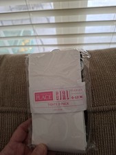 The Children's Place Girls Tights 2-Pack 6-12 Months White Black Nylon Spandex