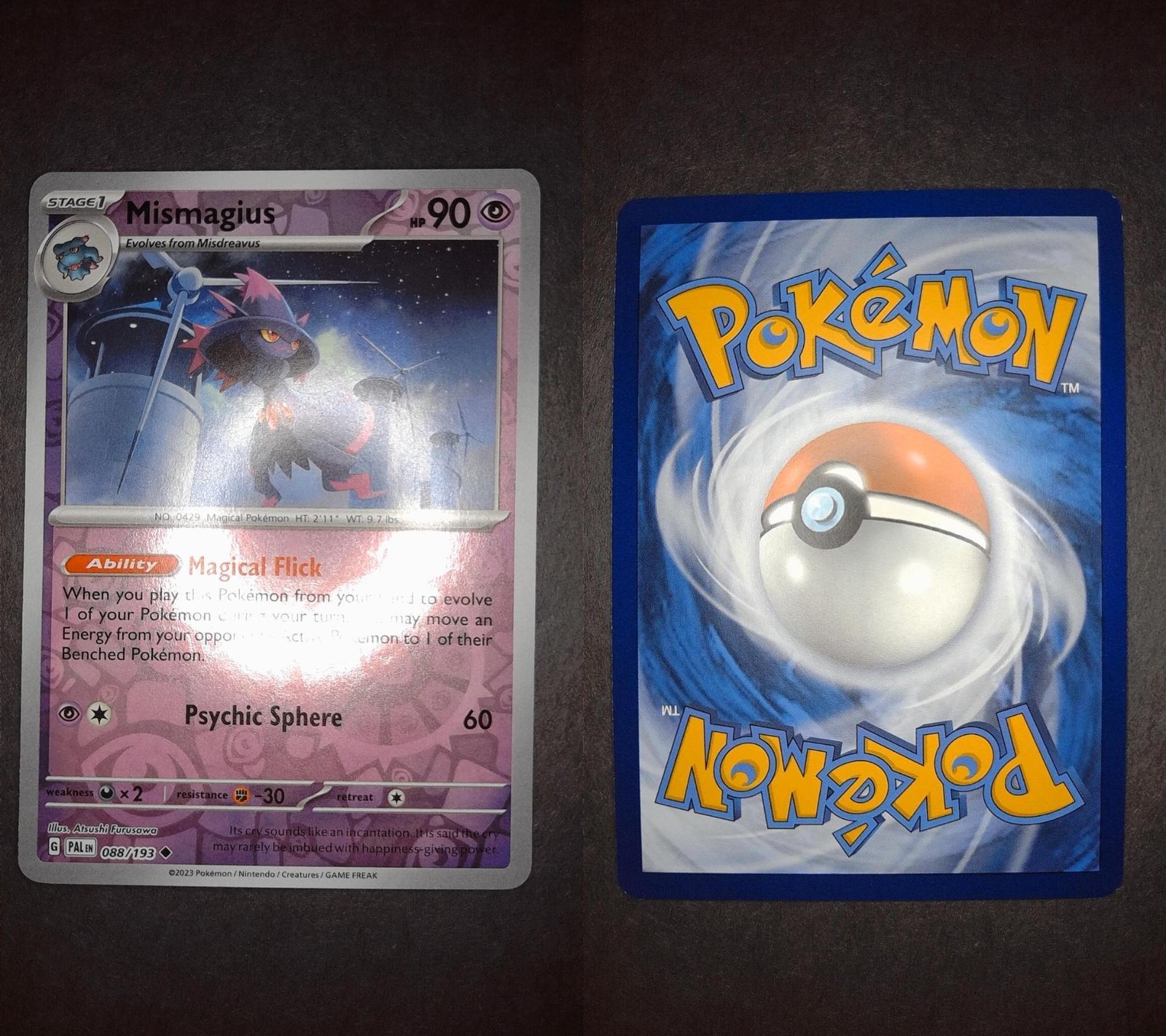 Mismagius 088/193 Uncommon Paldea Evolved Pokemon Reverse Holo Lightly Played