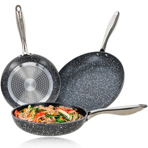 Nonstick Frying Pan Set - 3 Piece Induction Bottom Breakfast Skillets Classic...