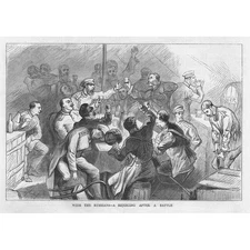 RUSSO TURKISH WAR Russians Rejoicing after a Battle - Antique Print 1877
