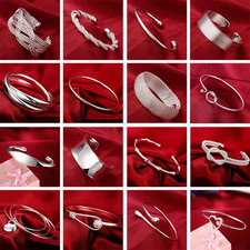 Women 925 Sterling Silver Bracelet Bangle Ladies Jewelry Christmas Gift For-Her
