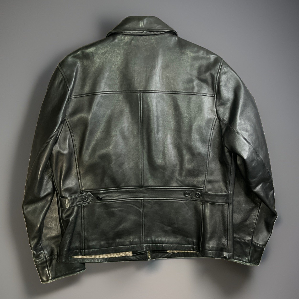Vintage Chaps Ralph Lauren Black Leather Plaid Lined … - Gem