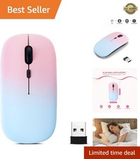 LED Wireless Mouse, Slim Silent Dual-Mode 2.4G BT Rechargable 7-Color Portabl...
