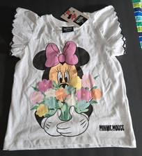 Disney White Minnie Mouse Print T-shirt Girl's 5-6