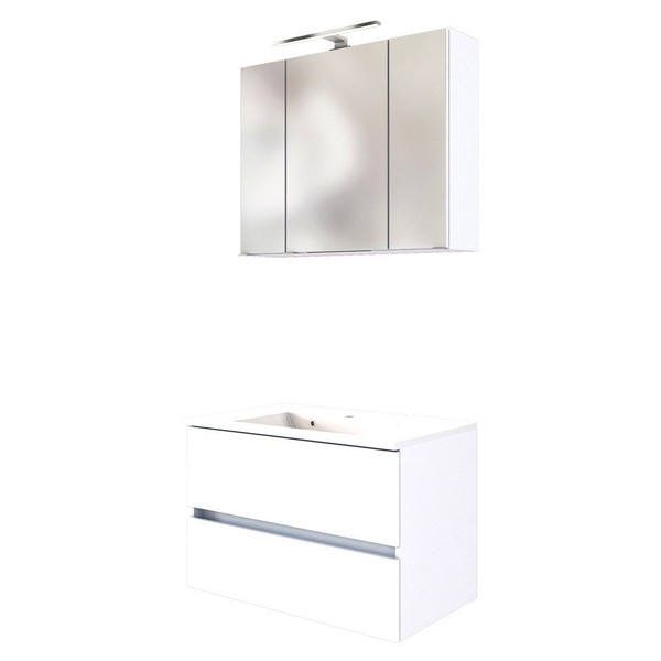 Badezimmer MöBel Waschplatz-Set 80 Cm Inkl. Led Spiegelschrank Weiß GäSte Bad Wc-image