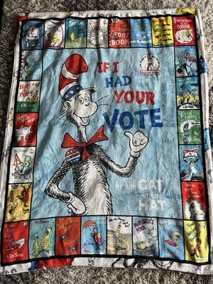 Dr Seuss Plush If I Had Your Vote Blanket Sneetches Foot Book Grinch Wocket Cozy