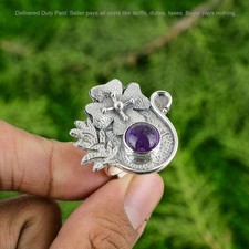 Halloween Deal African Amethyst Gemstone 925 Silver Statement Wife Flower Ring