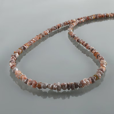 Natural Rough Brown Diamond Nugget Bead Necklace 925 Sterling Silver Handmade