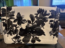 Steve Madden White/Black Floral Small Crossbody Chain Strap Detachable Magnetic