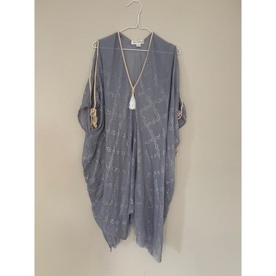 Pool To Party Open Shoulder Dress in Woven Shine Fabric Tassel Made in USA  | eBay