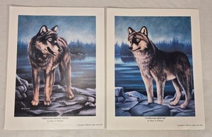 Mary Jo Pittman WOLVES Wolf Prints 1996 Lot of 2