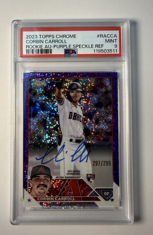 2023 Topps Chrome Rookie Auto Purple Speckle Corbin Carroll PSA 9 /299 #RA-CCA