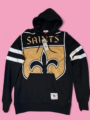 Men's Mitchell & Ness Black New Orleans Saints Big Face Pullover Hoodie Size L