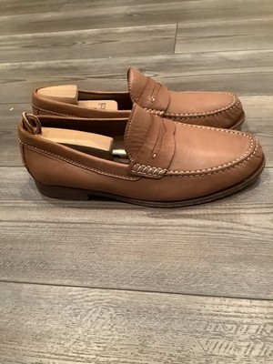 H.S. Trask Sadler Brown Sheepskin Leather Penny Loafers Slip  display picture 1