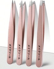 Professional Precision Tweezer Kit, 4 Pcs, Eyebrow  Facial Hair Removal Tools
