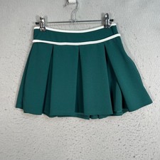 Urban Outfitters Womens Small Green Pleated Mini Skirt W/ White Trim