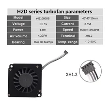 Extruder Hot-end Cooling Fan For Bambu Lab H2D H2S 3D Printer Parts Black
